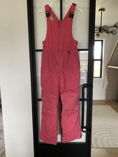 Lands' End Girls Pink Snow Pants 12 Zip Adjustable Strap Insulated Winter