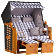 Strandkorb Ostsee Wachholder Schwarz Dessin Grau Weiß Volllieger 2-Sitzer