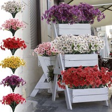 2 Bundles Outdoor Artificial Flowers UV Resistant Plastic Plant Silk Flower NEW
