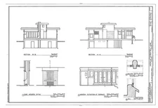 4. Sections; fire hearth window details - American System-Built Home, 2714 West