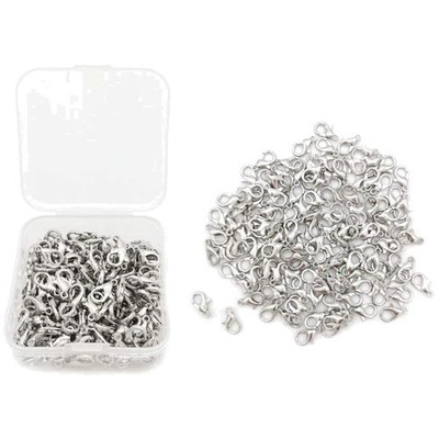 130 Karabinerverschlüsse zum Selbermachen von Schmuck in Transparenz und Silber