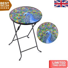 Colorful Hand-Painted Outdoor Bistro Table - Glass Top with Sturdy Steel Legs