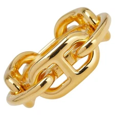 Hermes Chaine D'Ancre Scarf Ring Gold Plated Ladies Jewelry