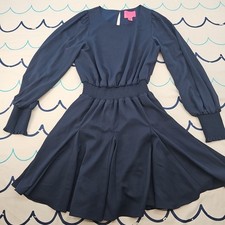Lilly Pulitzer Lorella Ladies Navy Blue Long Sleeve Stretch Dress Sz 8
