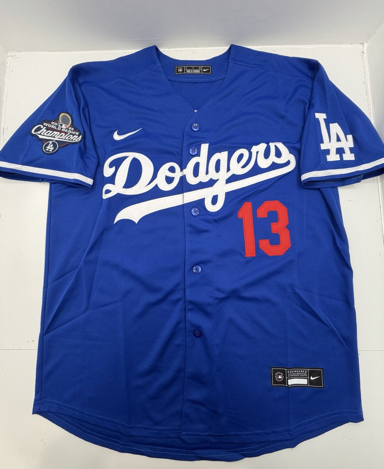 Max Muncy #13 Dodgers 2025 World Series Champion Patch Stitched Blue Jersey Alt