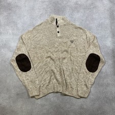 Chaps Collared Jumper Mens 2XL 100% Cotton Vintage Chunky Knit Sweater, Beige