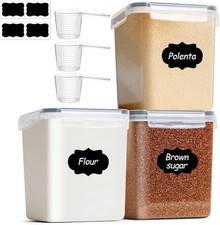 ComSaf Flour Storage Containers 2.5L Set of 3, Plastic Airtight Food Storage Co