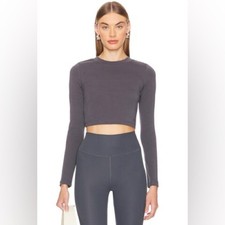 NWT IVL Collective Jersey Cropped Long Sleeve Top in Iron Sz Small  Revolve