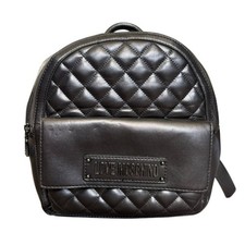 Love Moschino Quilted Faux Leather Backpack Metallic Silver