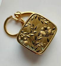 Vtg Sankyo Japanese Music Box Keychain Flowers with Leaves Made In Japan Works