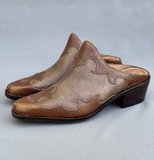 DONALD PLINER Mindy Western Leather Mule in Saddle Brown Women's Size 6 NEW