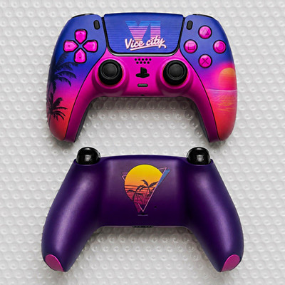 Sony DualSense PS5 Controller GTA 6 Custom Design  Vice City  mehrfarbig