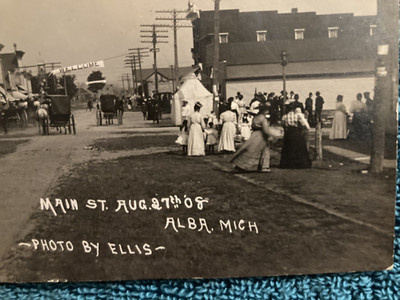 RPPC ALBA Michigan Festival/Fair Large Gathering Ellis Photo Posted 1908 Dorr Mi