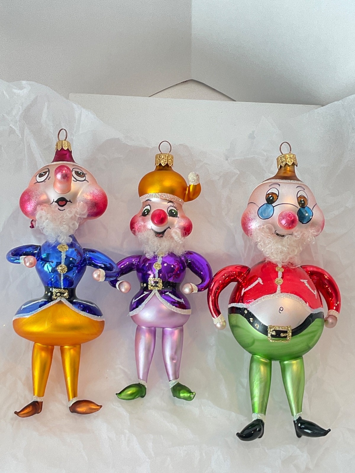 Christopher Radko Italian Glass Ornaments HI HO TRIO 96-056-0 Snow White Dwarfs