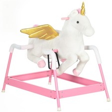Ride On Horse for 5-12 Years, Spring Horse with Sound, Unicorn, Pink