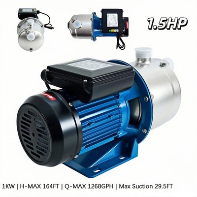 Bomba Jet Portátil Pozo Poco Profundo 1.5HP Jardín 1268 GPH Altura 164FT
