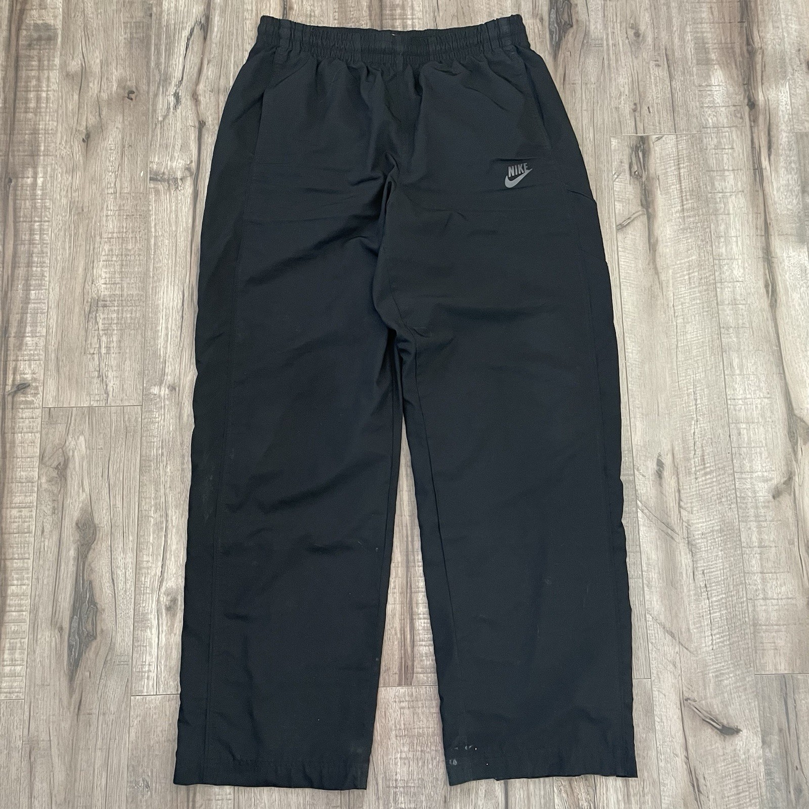 Vintage Y2K Nike Sportswear Wide Leg Baggy Black Track Pants Size L Mesh Lined