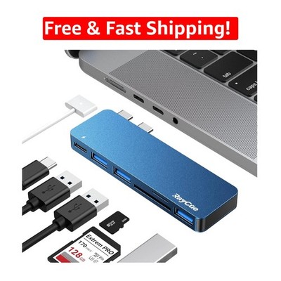 USB C Hub for MacBook Pro & Air - 6-in-2 Adapter with Thunderbolt 3