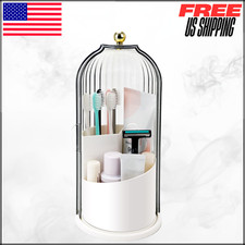 Rotating Toothbrush Holder with Sliding Lid 3 Slots Bathroom Vanity Organizer