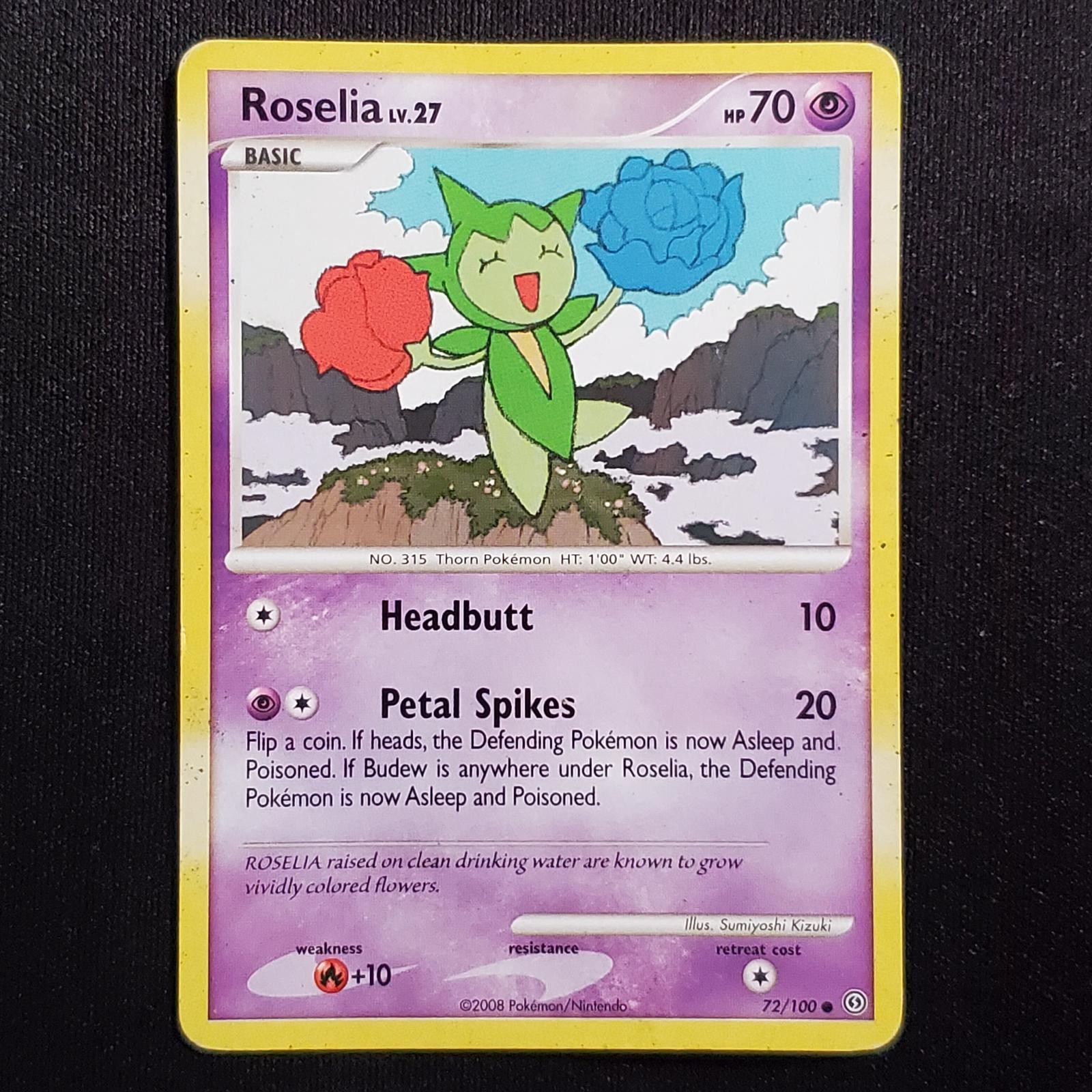 Roselia 72/100 Common Stormfront Pokemon Heavily Played
