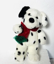 Dalmatian Dog Commonwealth Plush Black White 10” Red Scarf Christmas 1996 EUC