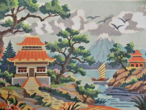 Creations de Paris Margot Japanese Mt. Fuji Needlepoint Canvas New Old Stock - Picture 2 of 7