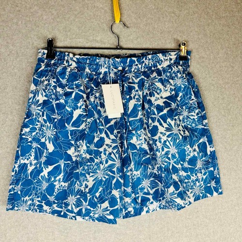 Nuevos Pantalones Cortos Lucy Paris Mujer Mediano Azul Estampado Tropical Azul Elástico Nuevos con Etiquetas - Imagen 4 de 9