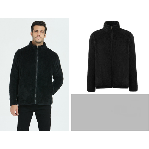 Mens Jacket Polar Fleece Hoodie Coat Thermal Cardigan Outwear Fluffy Warm Tops - Picture 7 of 23