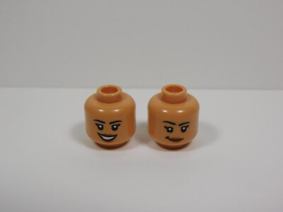 LEGO 2 Nougat Dual Sided Female Girl Head Minifig Smile Smirk R3