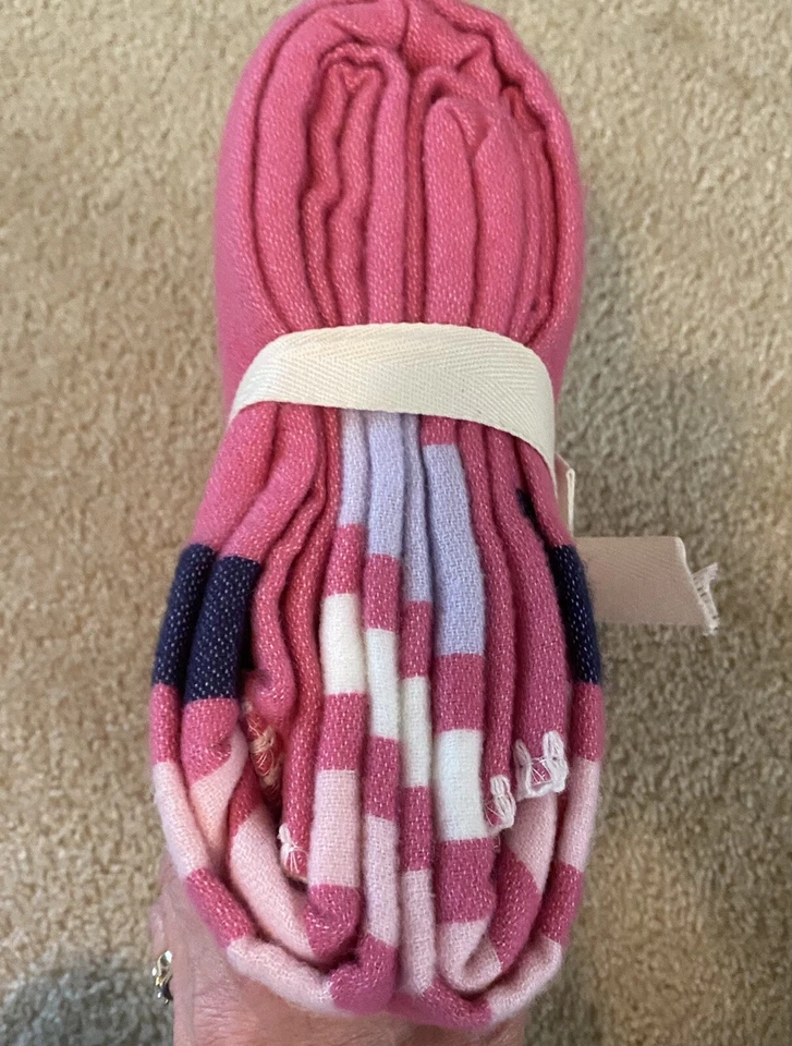 Pottery Barn Kids Tiro a Rayas Brillantes 50x60” Rosa Caliente Azul Púrpura Rayas Blancas Foto 4 de 4