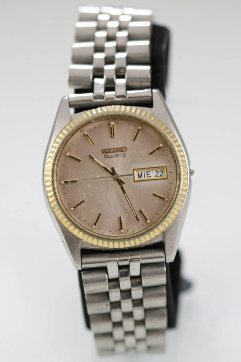 Seiko quartz mens watch stainless best sale steel