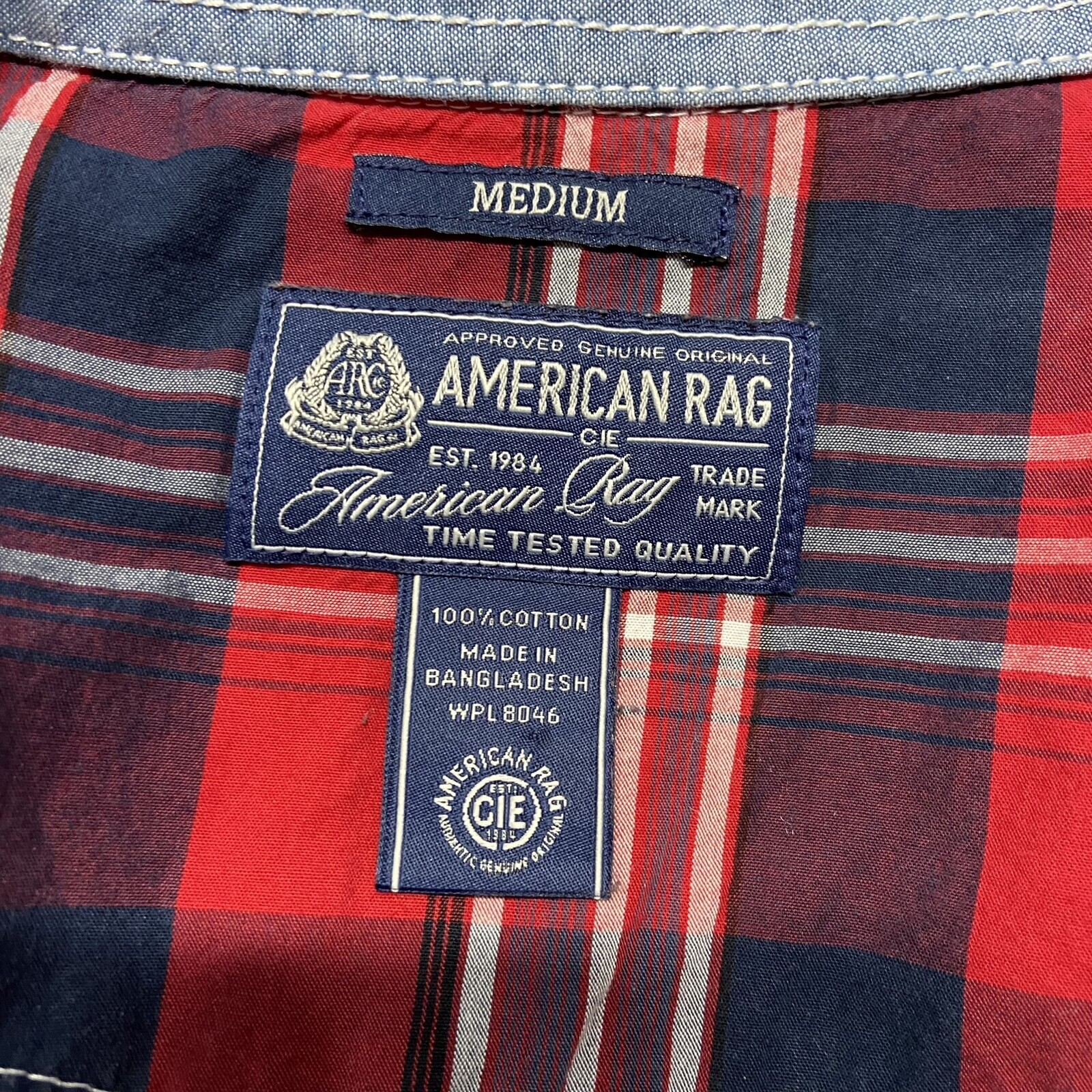 AMERICAN EAGLE Button Down Collared Blue & Red Pl… - image 7