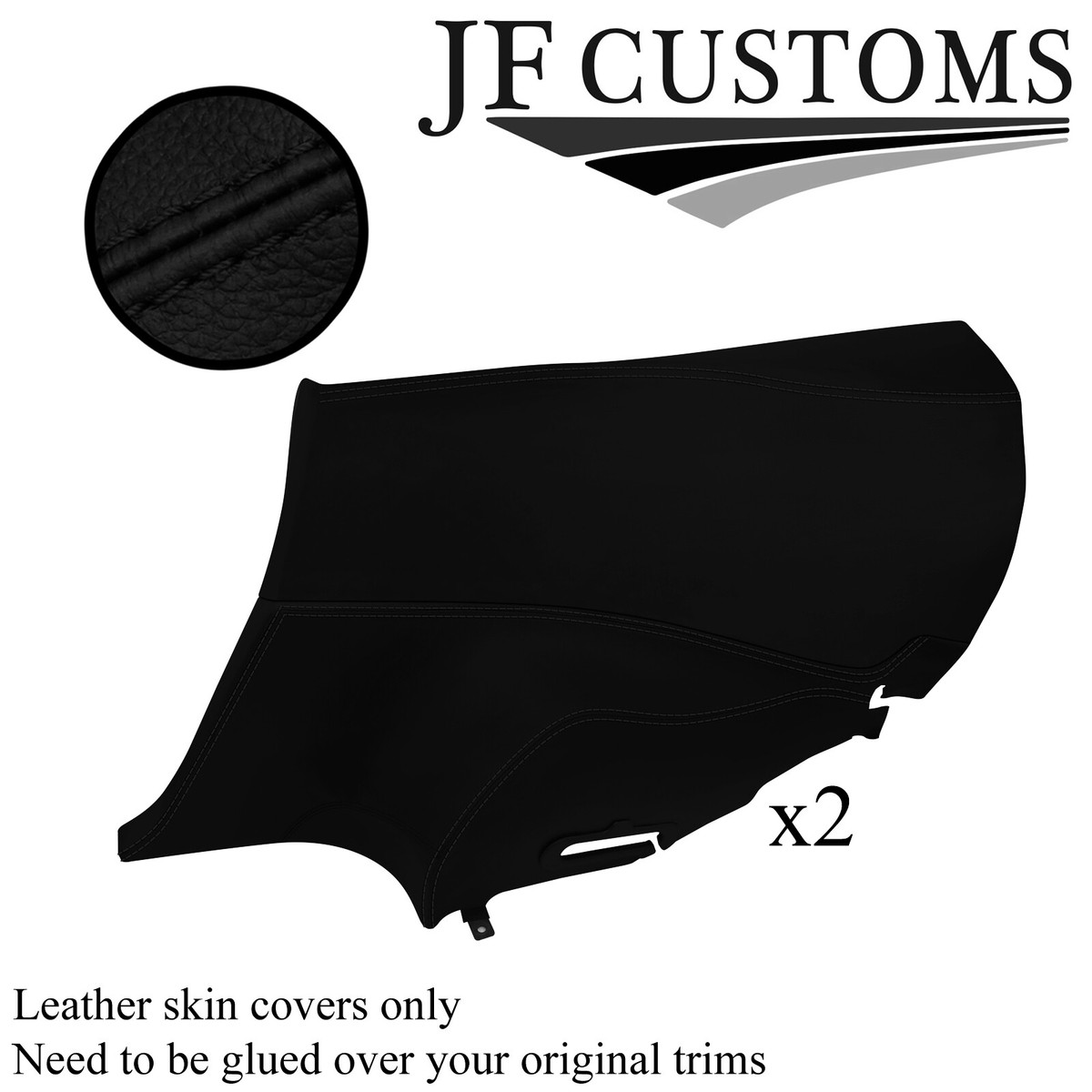 BLACK STITCH LEATHER 2X REAR LOWER +UPPER DOOR CARD COVERS FOR