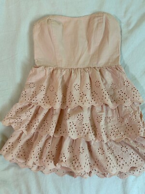 strapless open back dress Short dress with ruffles pink – Les Jumelles main image 1