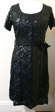 Roman Sequined Black Evening Cruise Lined Dress Size 10