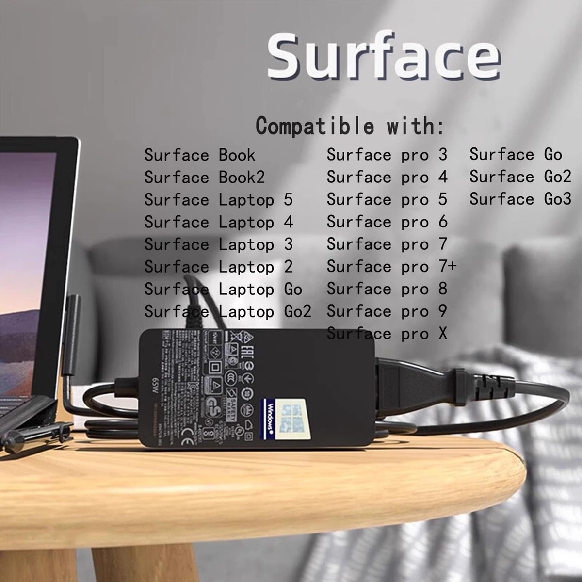 Chargeur 15V 4A Pour Microsoft Surface Book, Go 2, Go 3 - Neuf, Générique, Garantie 3 Mois