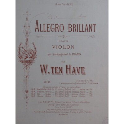 TEN HAVE W. Allegro Brillant Violine Klavier