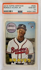 2018 Topps Heritage Ronald Acuna Jr. High Number Rookie Card #580 PSA 10