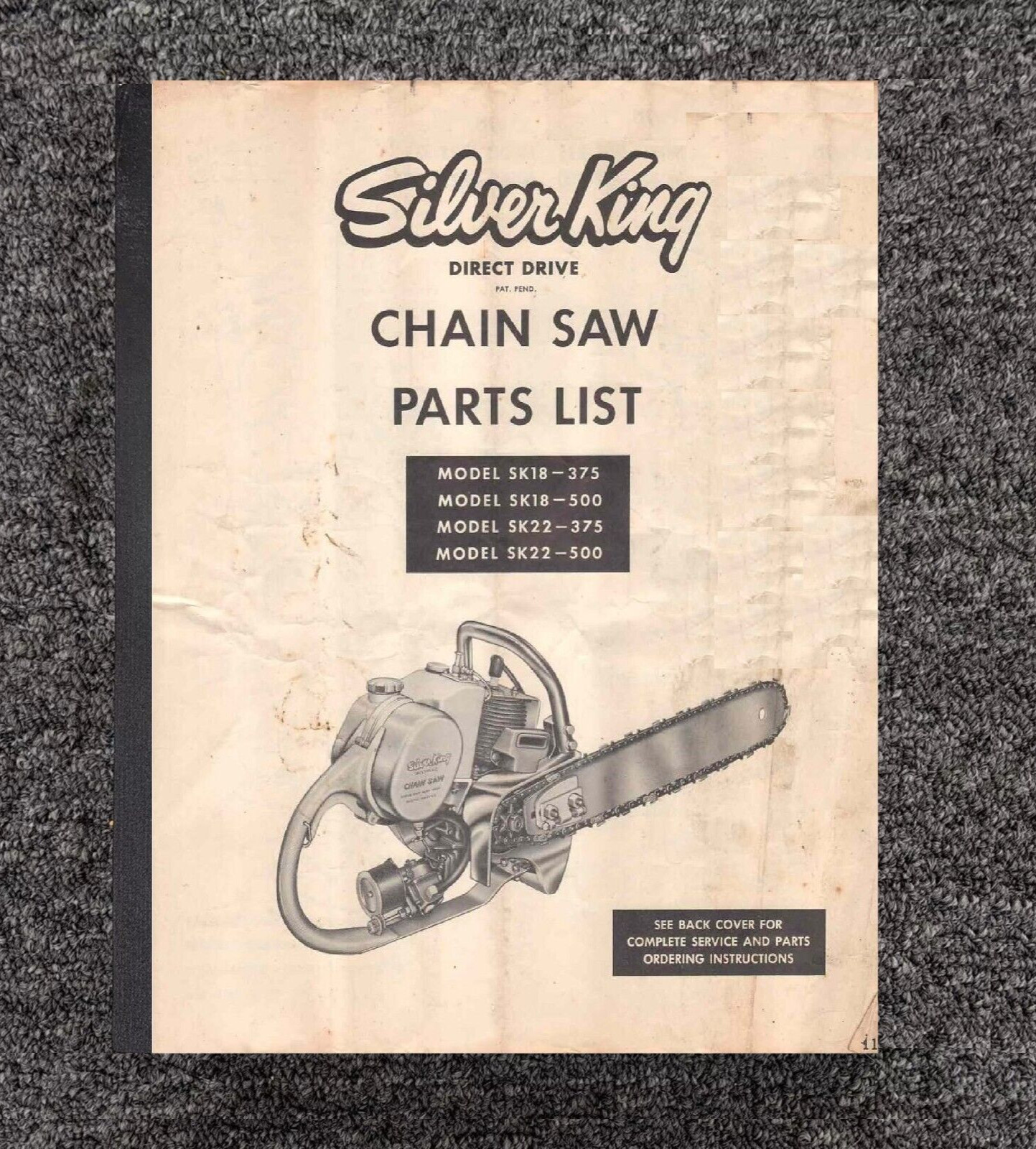 Direct Drive Chain Saw Service Parts Manual Fits Silver King