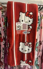 NWT Sanrio Hello Kitty Christmas Candy Cane Throw Blanket 50x70