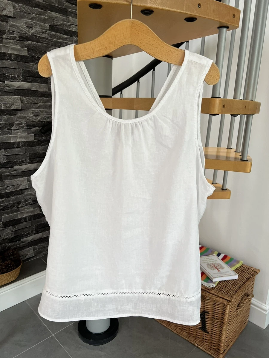 m&s white linen top