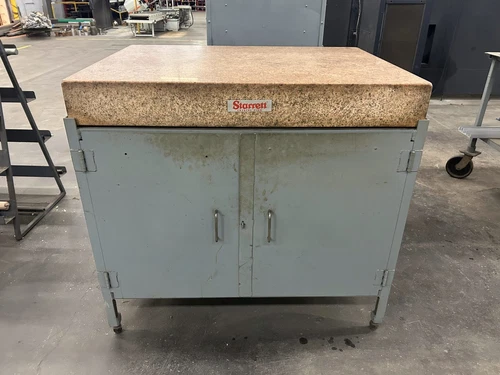 Starrett  48" x 36" x 6" Grade B Toolroom Red Granite Surface Plate w/ Cabine...