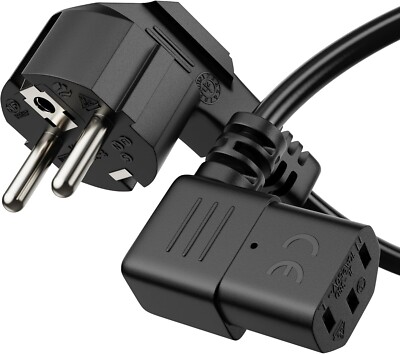 10m Stromkabel Winkel Kaltgeräte Schutzkontakt-Stecker 90° - C13 IEC-Buchse 90°