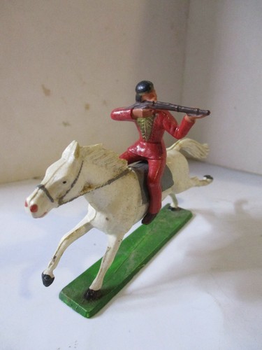 Figurine Starlux – Sioux Série Ordinaire 65 – Cavalier Tireur Bleu – Cheval Blanc
