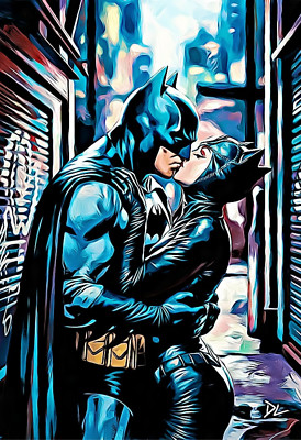Batman & Catwoman ''The Kiss'' Pop Art Print - 13 x 19 Poster