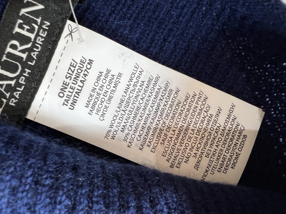 Gorro LAUREN RALPH LAUREN Lana-Cachemira Tejido Waffle Azul Marino $68 Foto 3 de 3