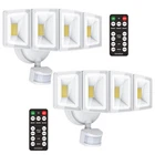 100W 4 Head LED Security Light 10000LM Exterior Flood Light with Remote Control
