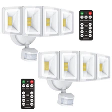 100W 4 Head LED Security Light 10000LM Exterior Flood Light with Remote Control