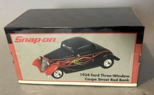 2001 Crown Premiums Snap On 1934 Ford 3 Window Coupe Street Rod Bank Toy Car NIB