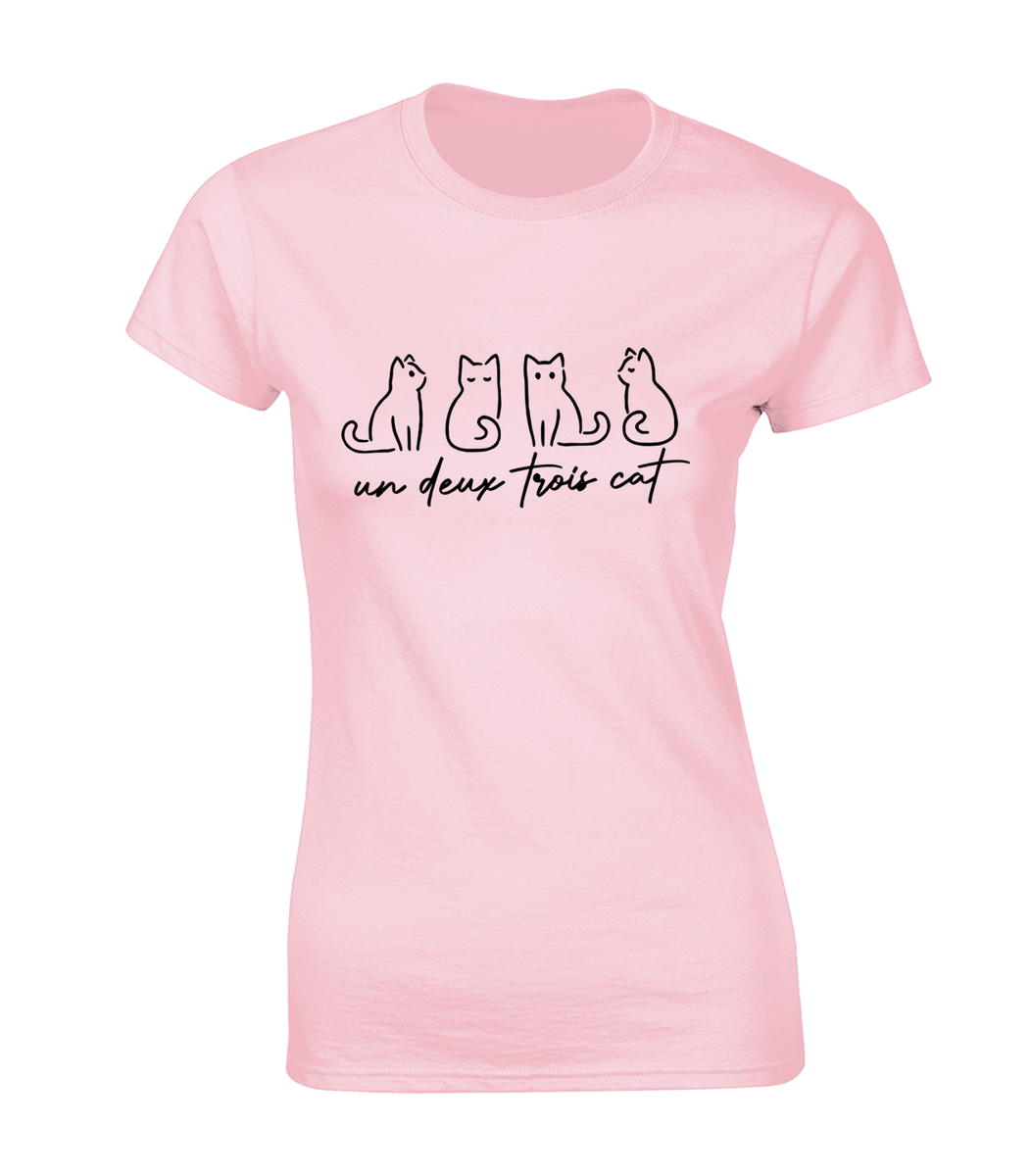 UN DEUX TROIS CAT LADIES T SHIRT FUNNY CAT LOVER ANIMAL CUTE KITTEN GIFT  IDEA